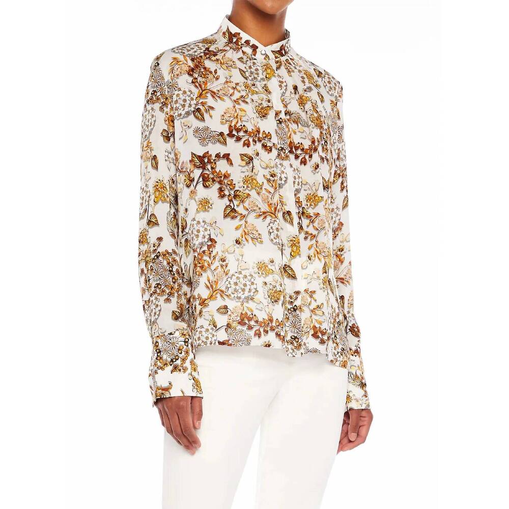 NEW MARY KATRANTZOU lana blouse in metallum ivory